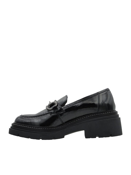 Lackleder Damen Mokassins in Schwarz Farbe
