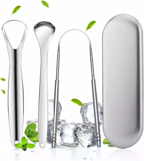 Set Stainless Steel Tongue Scrapers Cleaning Tools 3pcs
