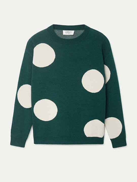 Damen Langarm Pullover Polka Dot Grün