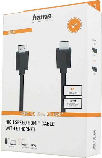 HAMA Cablu Flat HDMI De Sex Masculin - HDMI De Sex Masculin 5m Negru