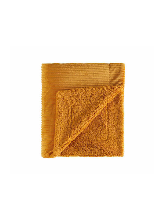 Kentia Spencer Furry Blanket King Size 260x240cm Ochre