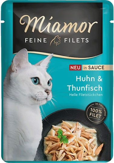 Miamor Wet Food for Adult Cats in Pouches with Chicken and Tuna Gluten-Free 100gr