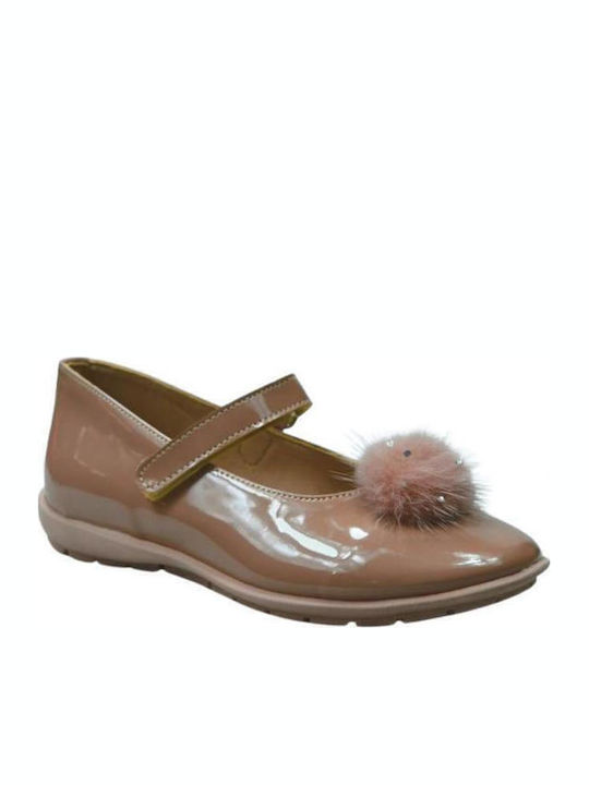 Παιδικές Μπαλαρίνες mit Bügel- und Schleifenverschluss Lackleder Rosa