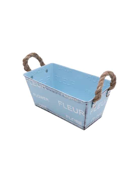 Uncle George Vintage Planter Metal Light Blue 22x12.5x10cm.