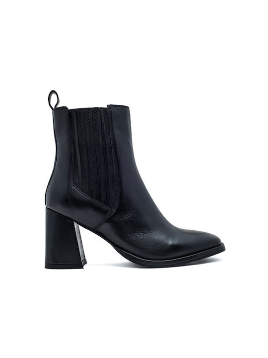 Leder Stiefeletten Damen Schwarz