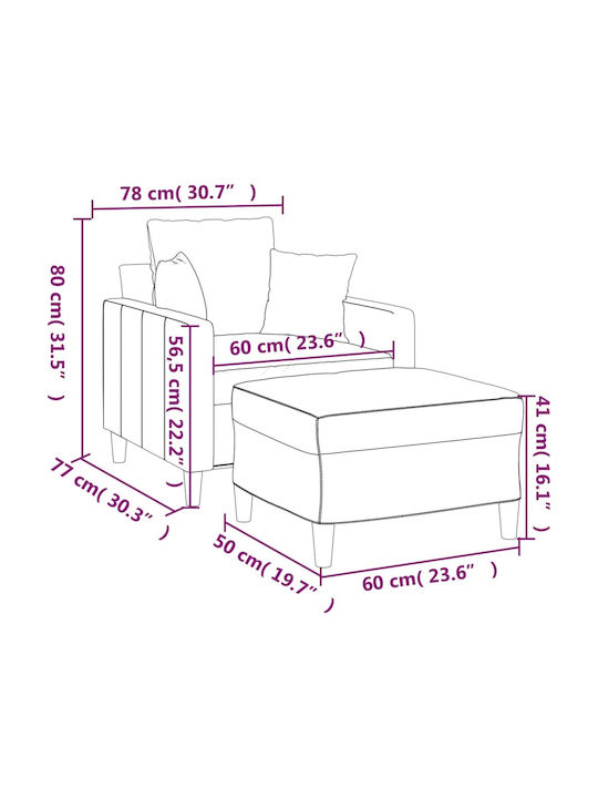 Πολυθρόνα με Υποπόδιο Βελούδινη Μπλε 78x77x80cm