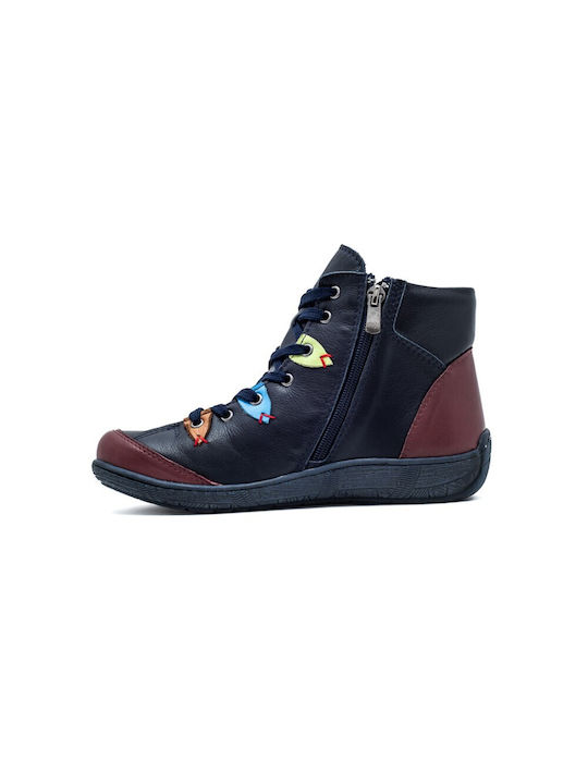 Leder Stiefeletten Damen Blau