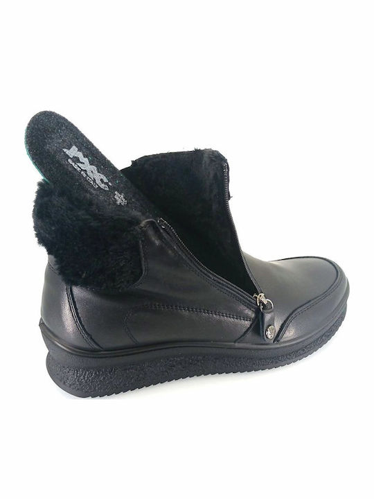 Leder Stiefeletten Damen mit Pelz Schwarz