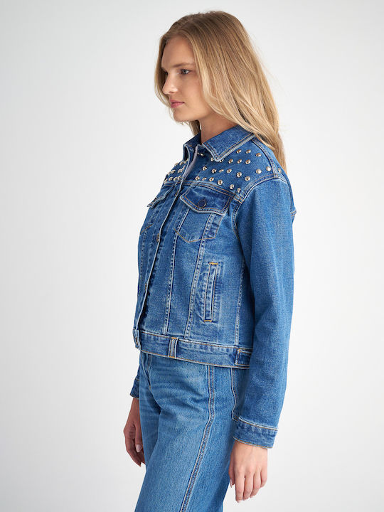 Scurtă Jachetă de femei din denim Albastru