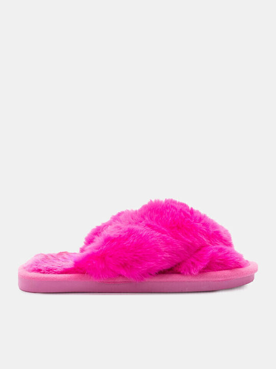 Winter Women's Slippers with Fur Fuchsia