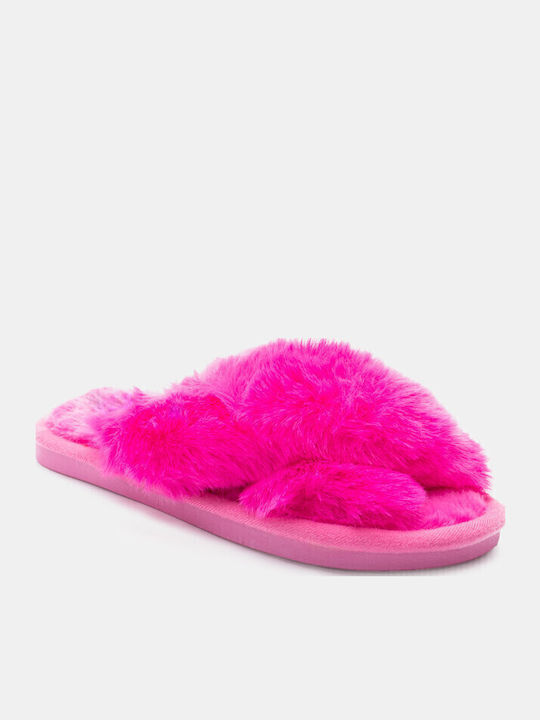 Winter Women's Slippers with Fur Fuchsia