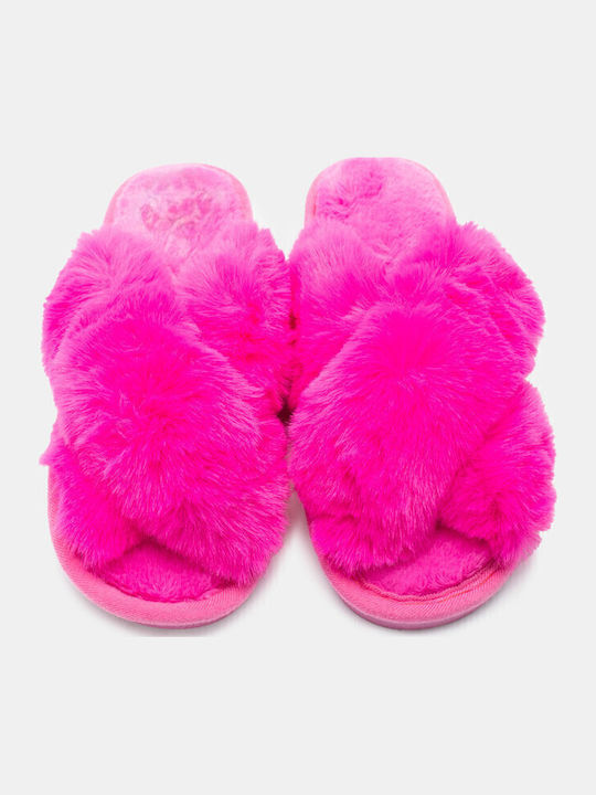 Winter Women's Slippers with Fur Fuchsia