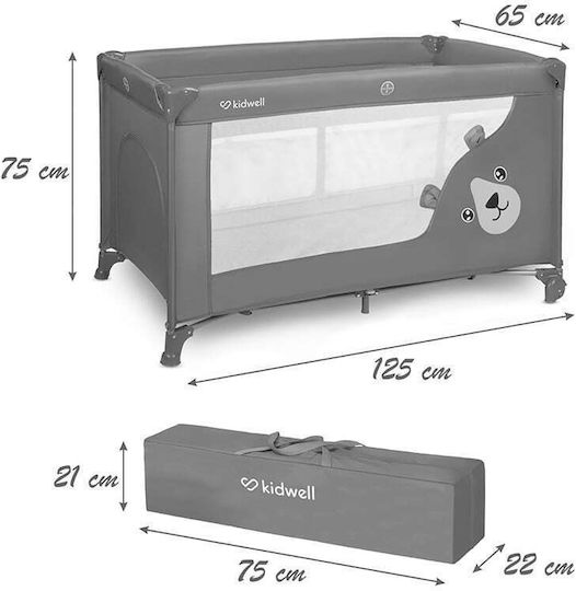Kidwell Blissy Loc de joacă 2 Nivele cu Saltea Gri 125x65cm