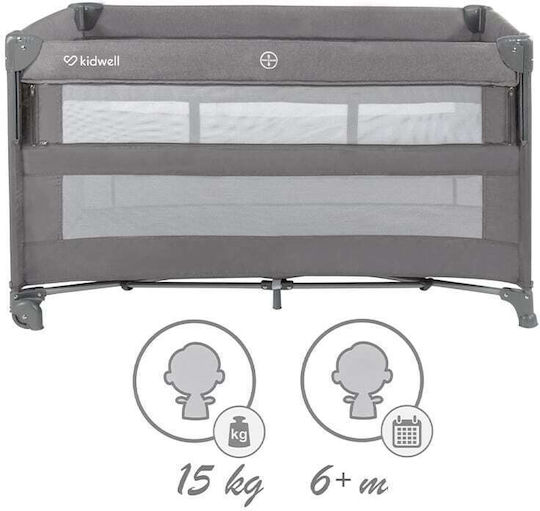 Kidwell Blissy Кошара за игра 2 Нива с Матрак Сив 125x65см