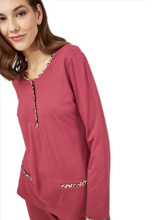 Harmony Winter Women's Cotton Pyjama Top Burgundy