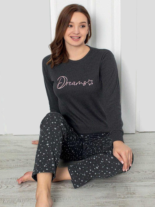 Fawn Pentru Femei Bluză Pijamale Anthracite - Pink