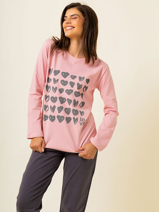 Happy Family Winter Women's Pyjama Set Pink