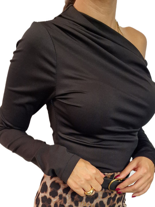 Damen Bluse Langärmelig black