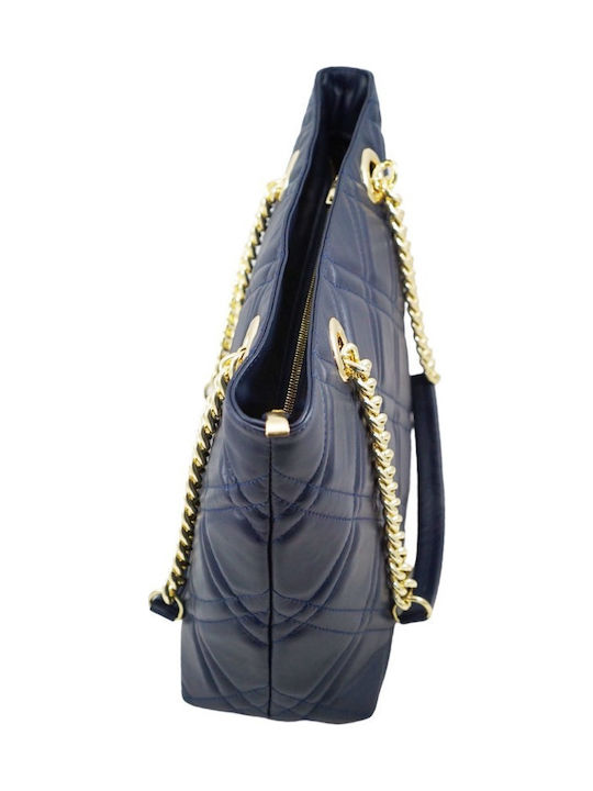 Leder Damentasche Schultertasche Blau