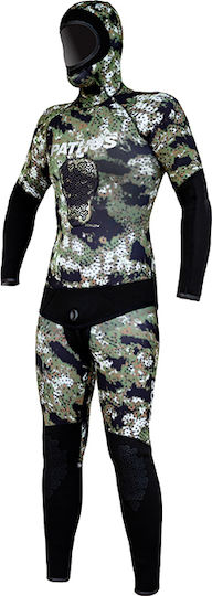 Pathos Medi Full Diving Suit Shaved Inside with Chest Pad for Spearfishing Camouflage Green 7mm