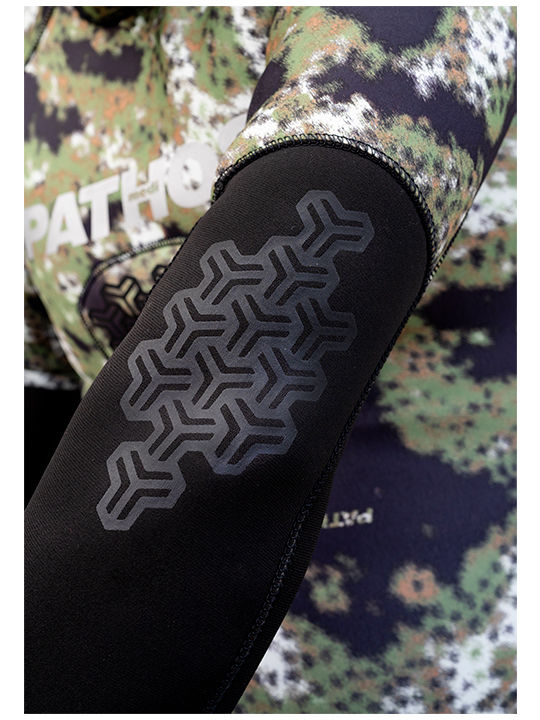 Pathos Medi Divisible Wetsuit Shaved with Chest Pad for Speargun Green Camouflage 5mm