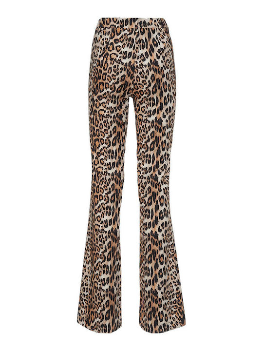 Moutaki Women's Fabric Trousers Leopard Beige