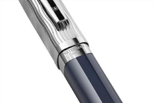 Waterman Exception Deluxe Πένα Γραφής Stub 1.1mm Μπλε από Ορείχαλκο με Μπλε Μελάνι
