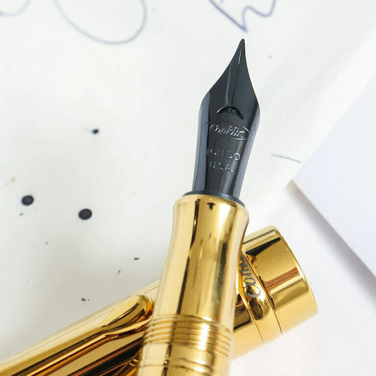 Conklin Füllfederhalter Mittel Gold aus Messing mit Blauer Tintenfarbe