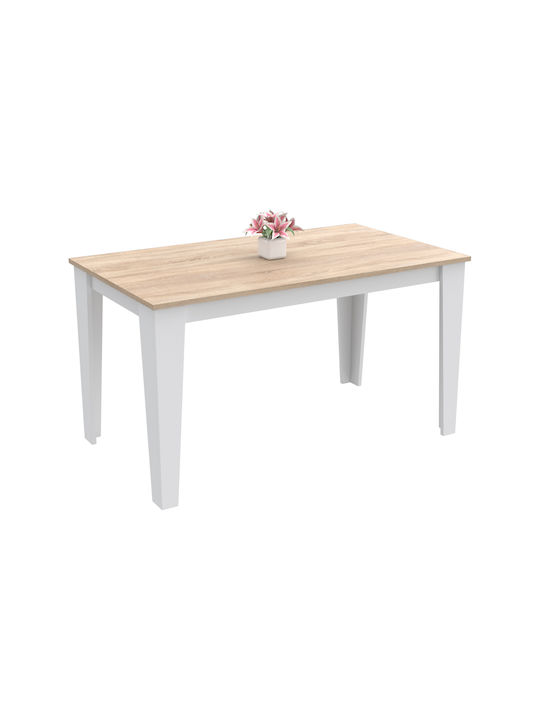 Boris Table Kitchen Wooden Σοναμά-λευκό 130x75x75cm