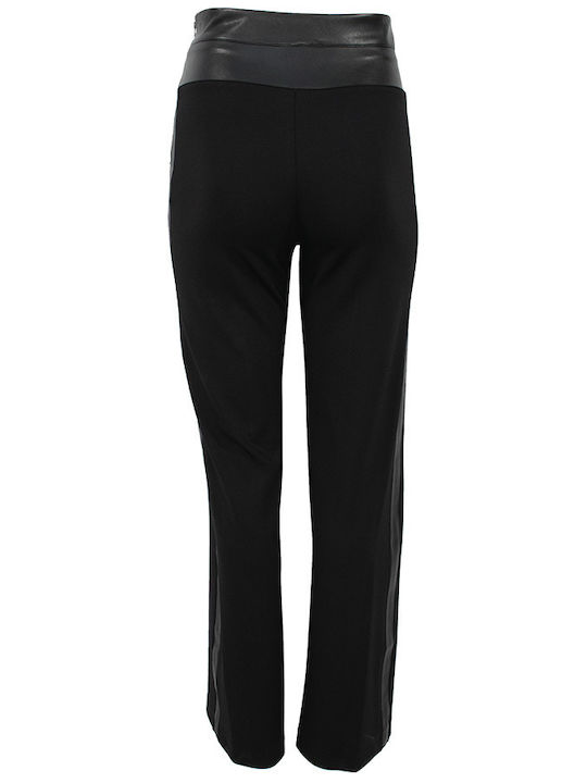 Women's High-waisted Fabric Trousers Flared Striped Black