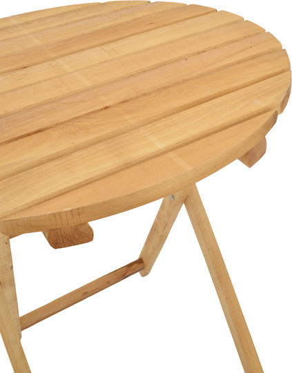 Letna Round Table Dining Room Collapsible from Solid Wood Natural Shade 70x70x75cm