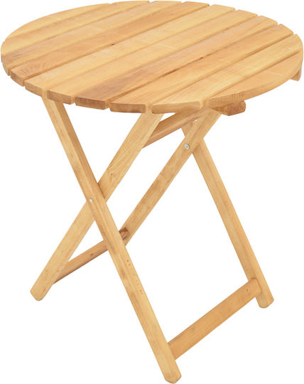 Letna Round Table Dining Room Collapsible from Solid Wood Natural Shade 60x60x74.5cm