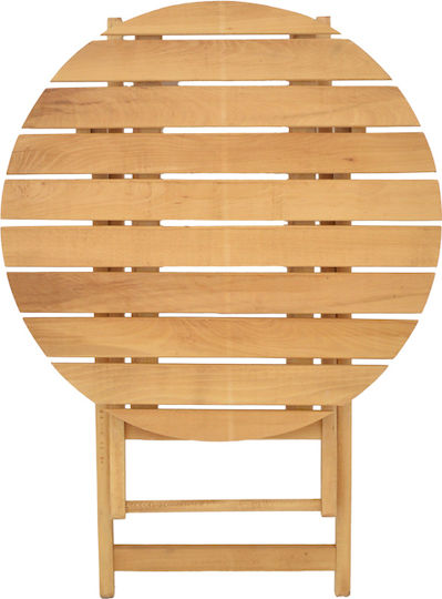 Letna Round Table Dining Room Collapsible from Solid Wood Natural Shade 60x60x74.5cm