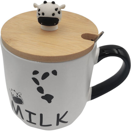 Etoile Cow Milk Κούπα από Πορσελάνη με Καπάκι Λευκή