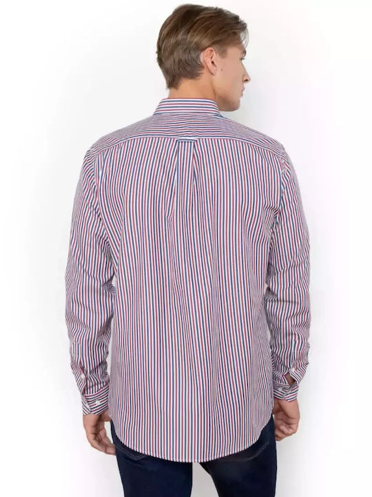 Long-sleeved Cotton Shirt Striped Red