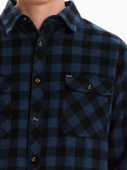 Long-sleeved Flannel Shirt Checked Black