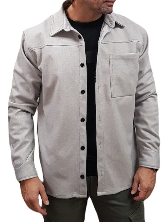 Μακρυμάνικo Overshirt σε Κανονική Γραμμή Γκρι