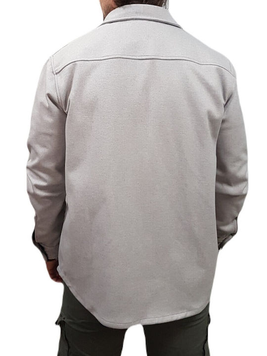 Μακρυμάνικo Overshirt σε Κανονική Γραμμή Γκρι