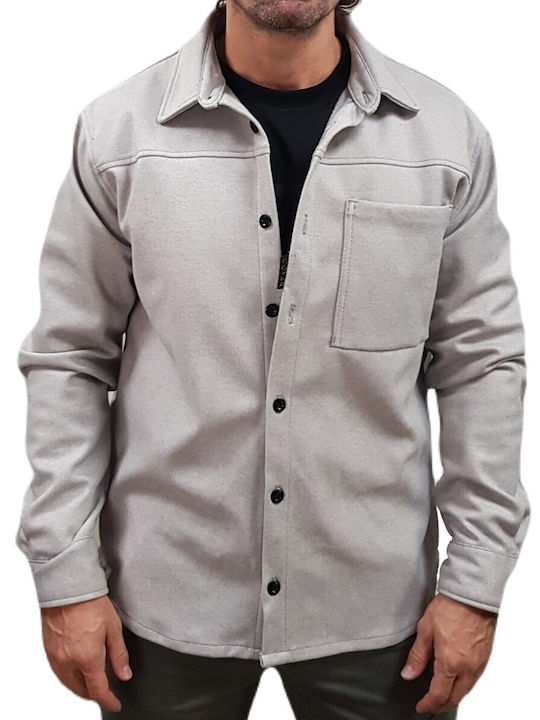 Μακρυμάνικo Overshirt σε Κανονική Γραμμή Γκρι