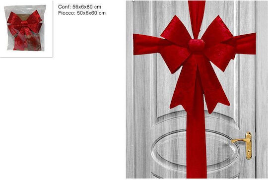 Due esse Christmas Fabric Figure Bow Red Height 60cm