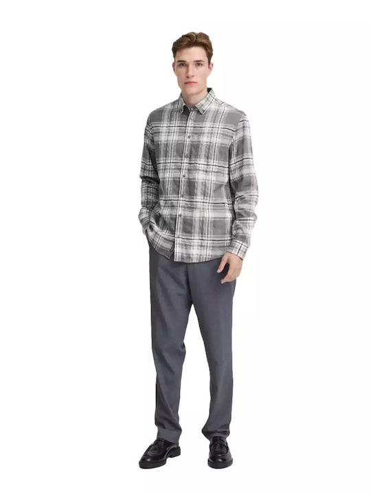 Long-sleeved Shirt Checked Gray