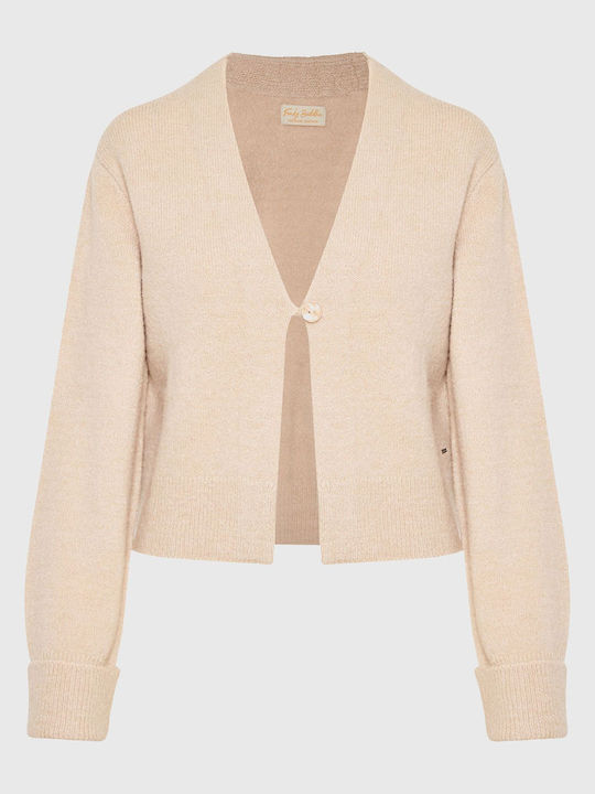 Women's Knitted Cardigan with Buttons Beige