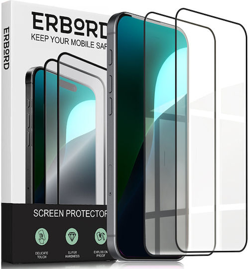 2x Μετριασμένο Γυαλί Erbord 3d Iphone 16 Pro Max Πλήρης Οθόνη