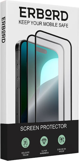2x Μετριασμένο Γυαλί Erbord 3d Iphone 16 Pro Max Πλήρης Οθόνη