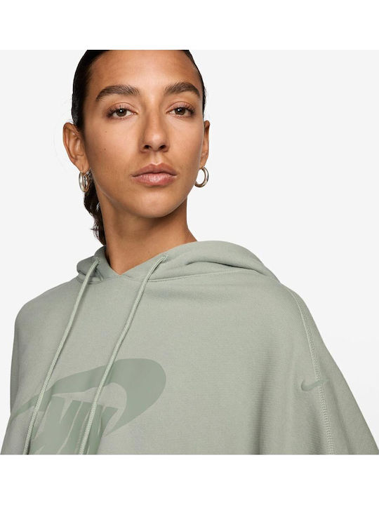 Sportswear Изрязан Дамски Суитшърт Худи Зелен
