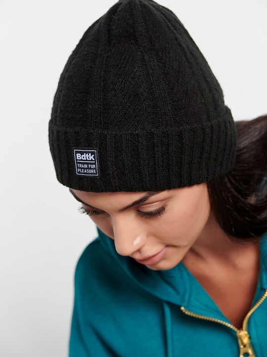 Beanie Unisex Σκούφος Πλεκτός σε Μαύρο χρώμα