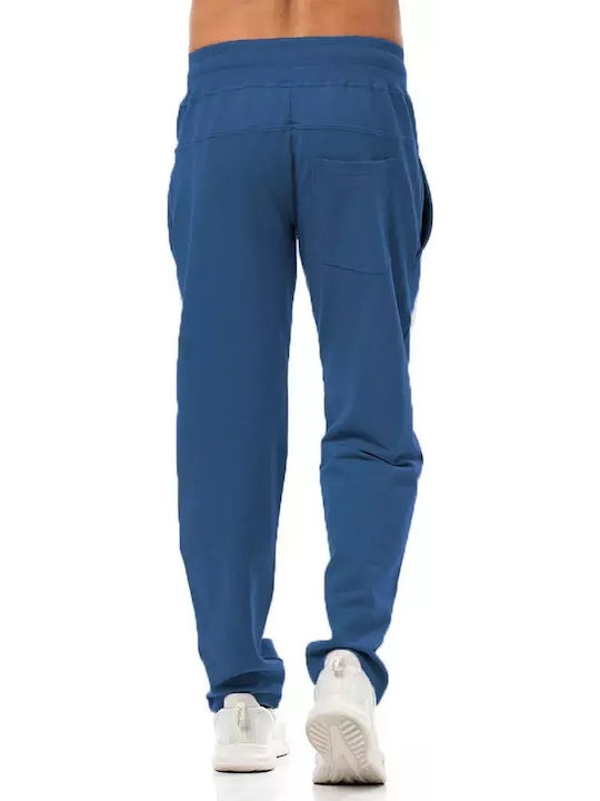 Three-strand Sweatpants without Elastic Blue