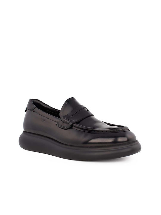 Boss Shoes Men's Leather Loafers Black