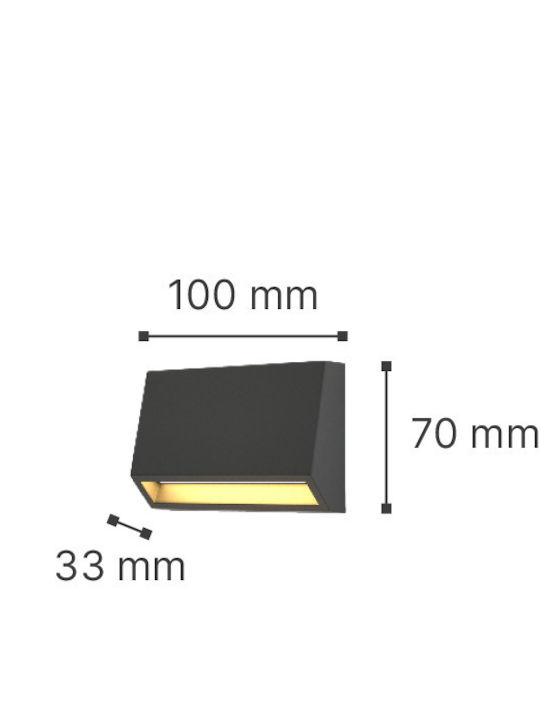 Inlight Wandmontiertes Außenbeleuchtung LED 3W mit Einstellbares Weiß Licht 16x16x7cm