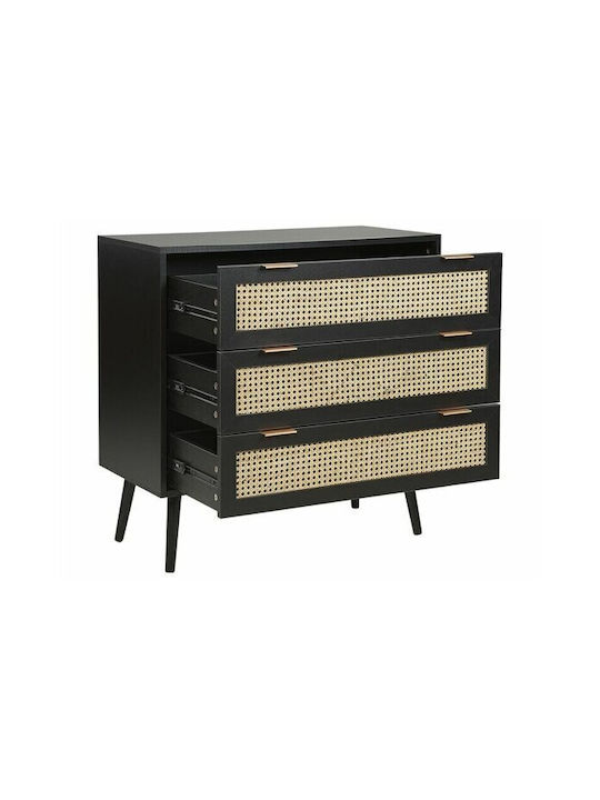 Berwyn 149 Wooden & Metallic Chest of Drawer Beige, Black 80x40x80cm